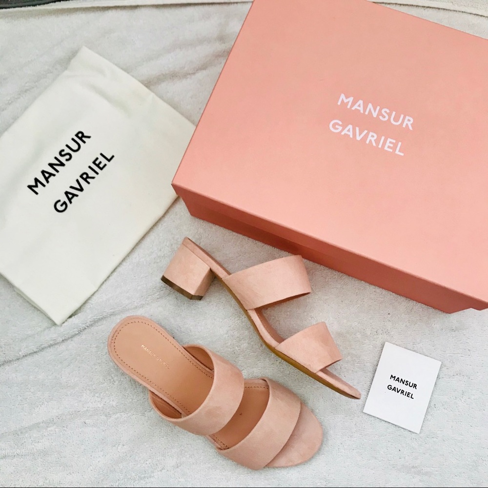 Mansur Gavriel Suede Blush Sandals